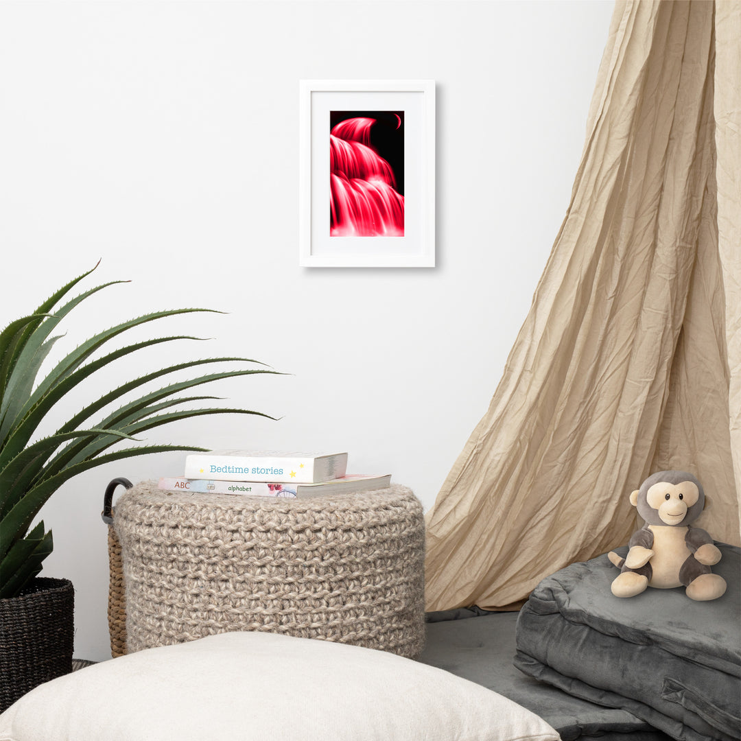 Red Theme Waterfall Matte Paper Framed Poster With Mat